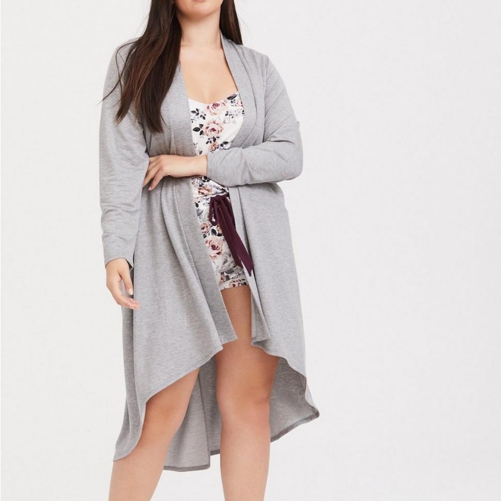 Torrid | Ribbed Open Lounge Cardigan Gray Size 0X